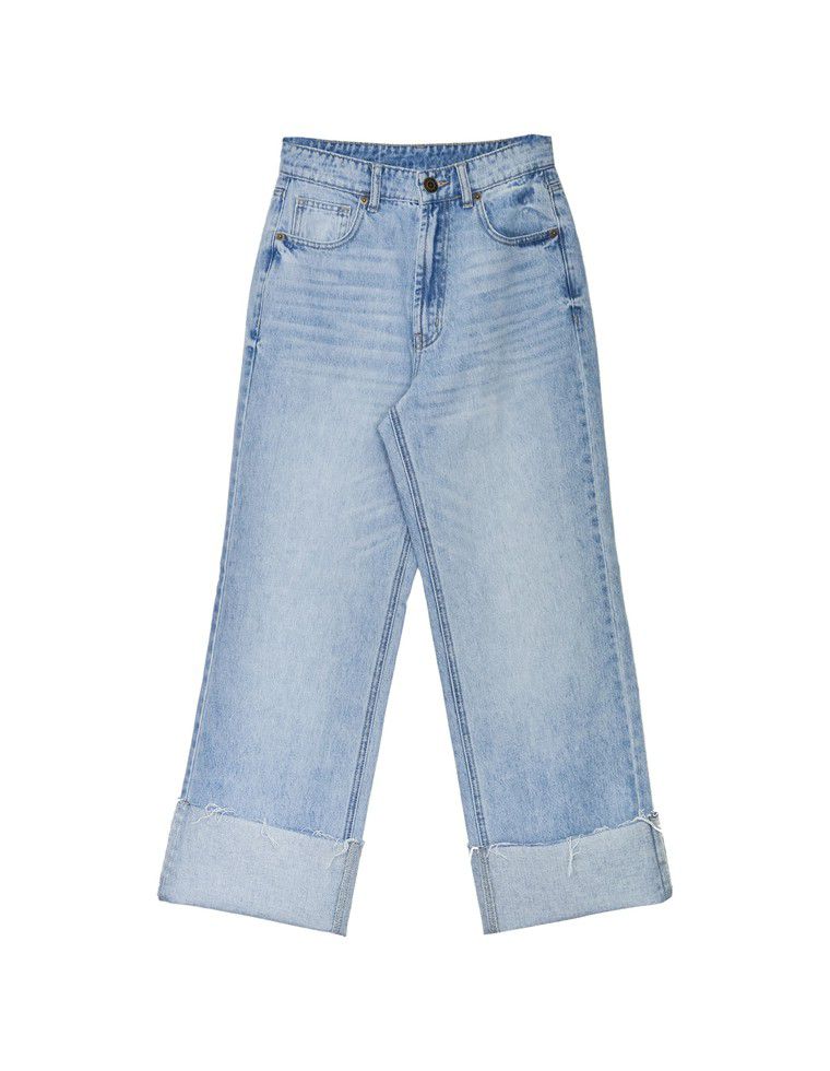 コットンロールアップデニムパンツ