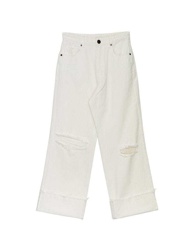 コットンロールアップデニムパンツ