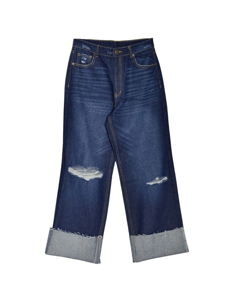 コットンロールアップデニムパンツ