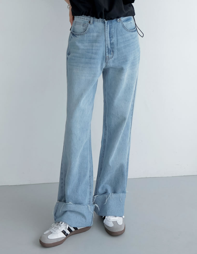 コットンロールアップデニムパンツ