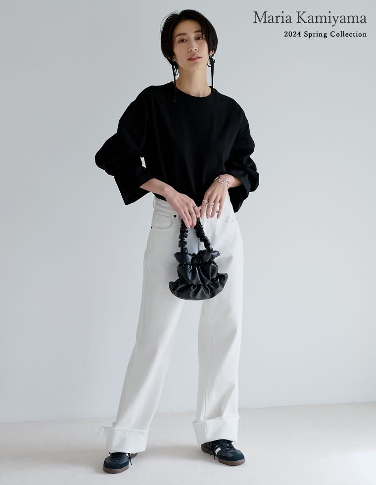 コットンロールアップデニムパンツ