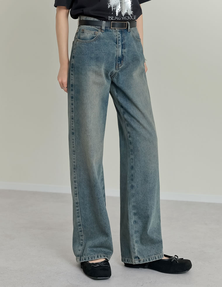 コットンデニムバギーパンツ