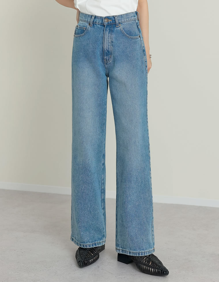 コットンデニムバギーパンツ