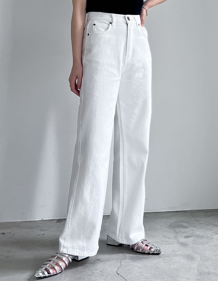 コットンデニムバギーパンツ