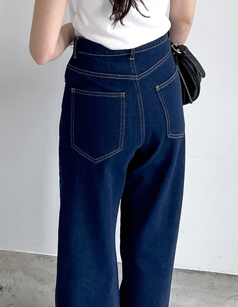 コットンデニムバギーパンツ