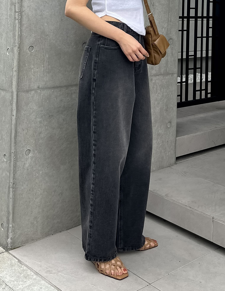 コットンデニムルーズワイドパンツ