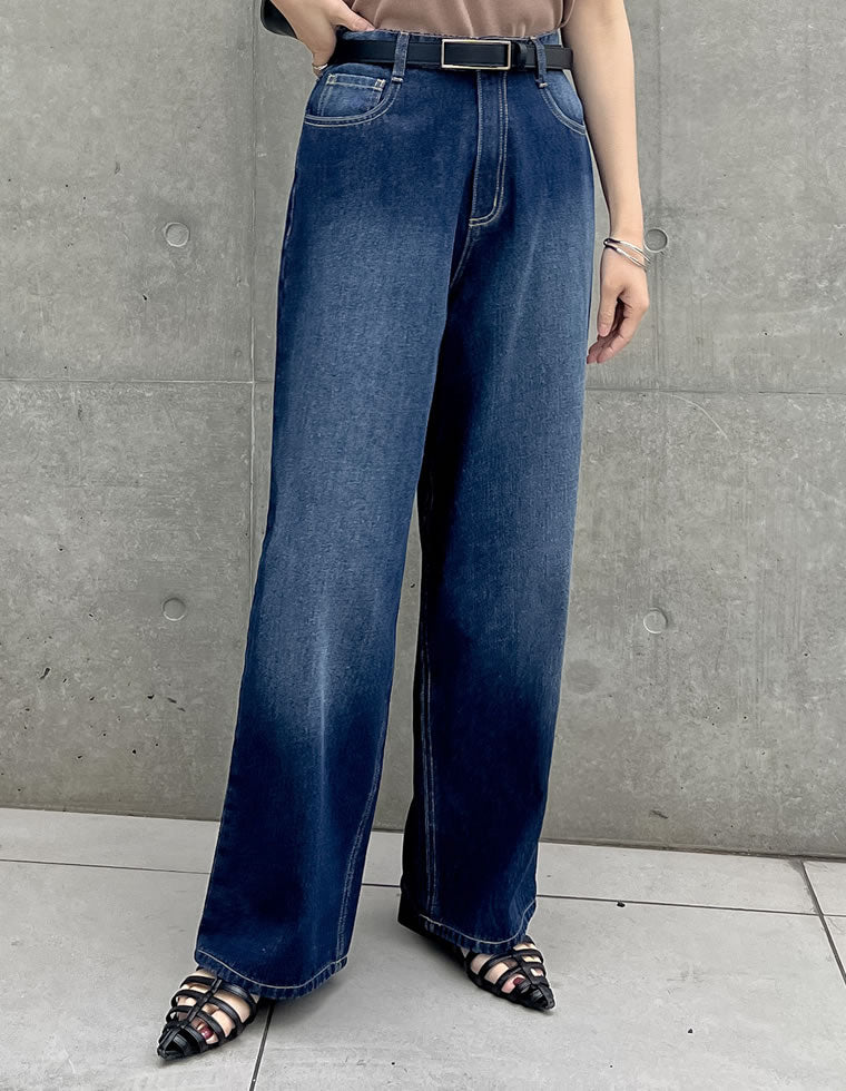 コットンデニムルーズワイドパンツ