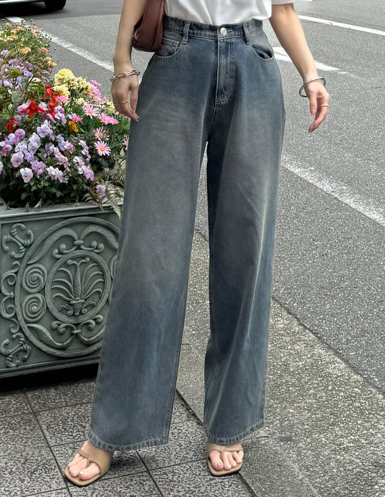 コットンデニムルーズワイドパンツ