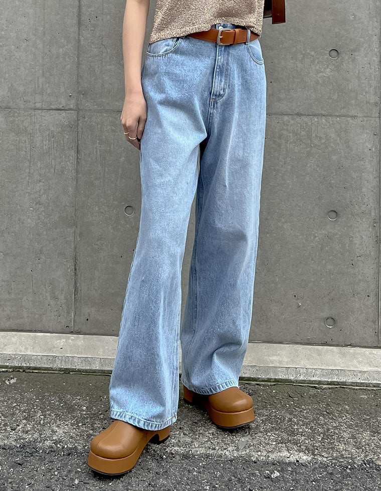 コットンデニムルーズワイドパンツ