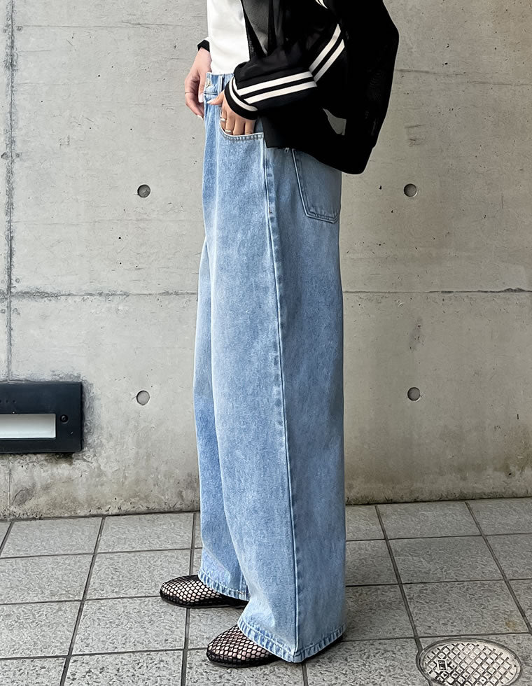 コットンデニムルーズワイドパンツ