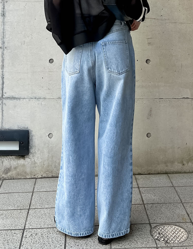 コットンデニムルーズワイドパンツ