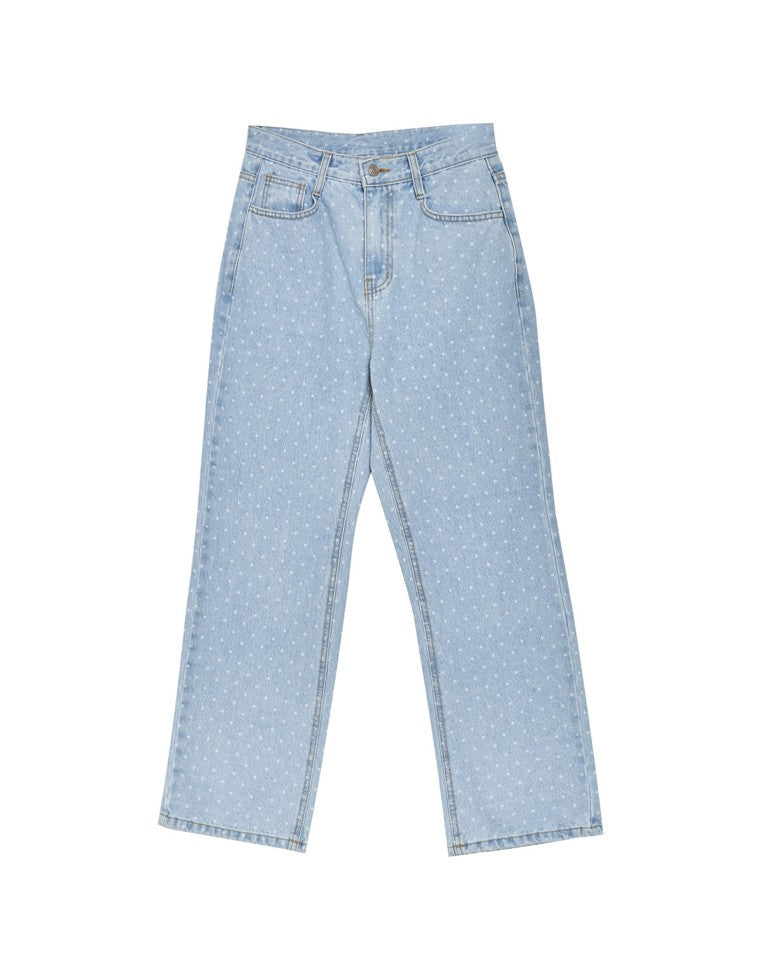 ワイドストレートドットデニムパンツ