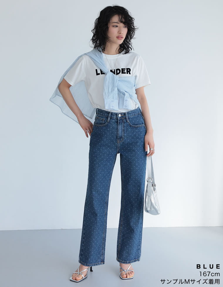 ワイドストレートドットデニムパンツ