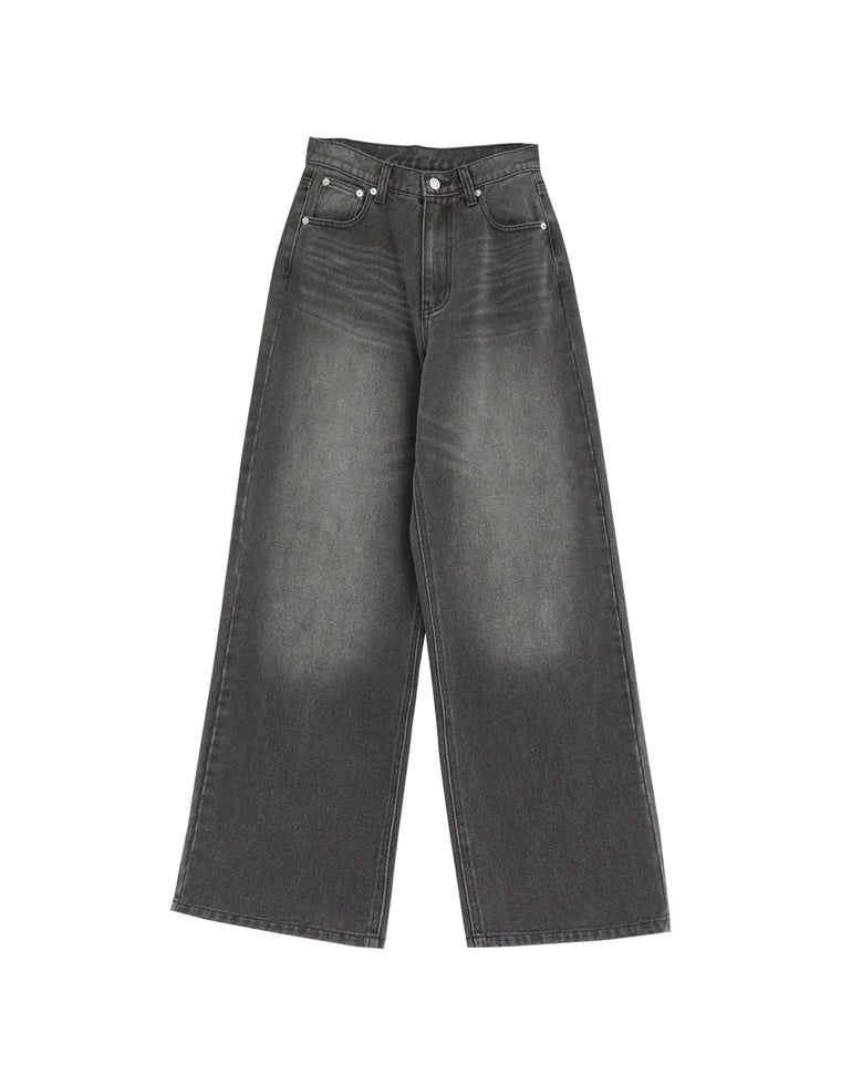 コットンワイドストレートデニムパンツ