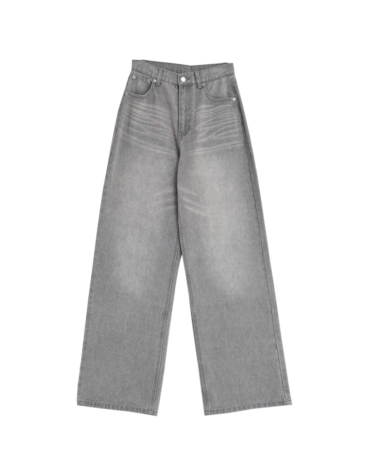 コットンワイドストレートデニムパンツ