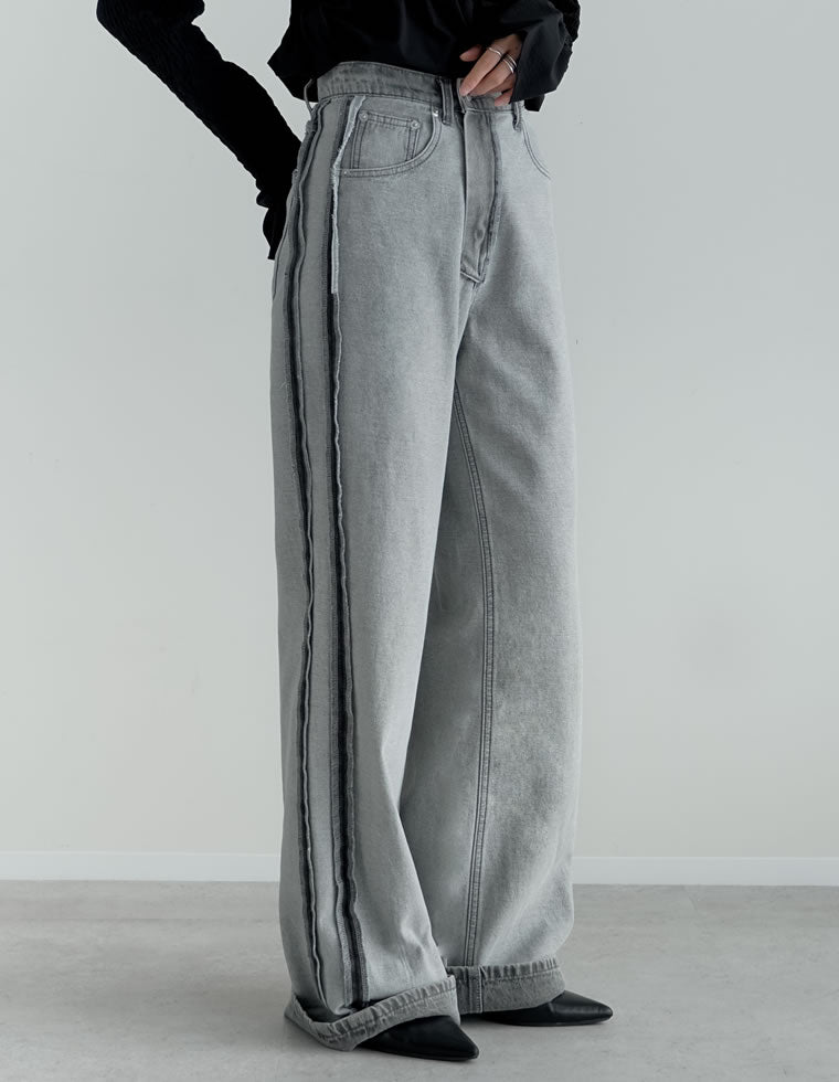 ワイドストレートリバースデニムパンツ