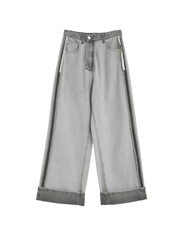 ワイドストレートリバースデニムパンツ