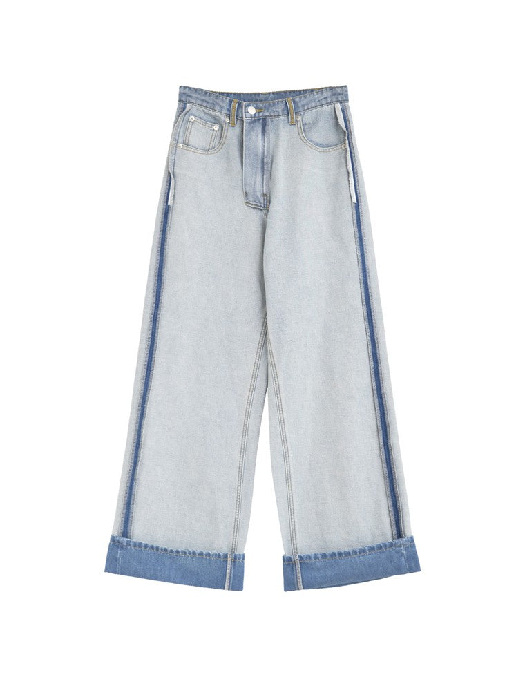 ワイドストレートリバースデニムパンツ