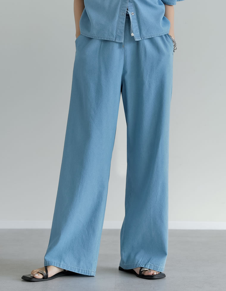 冷感デニムイージーパンツ