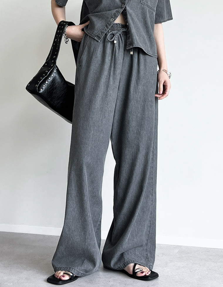 冷感デニムイージーパンツ