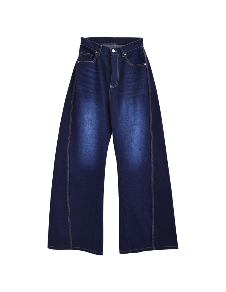 サイド切り替えコットンデニムパンツ