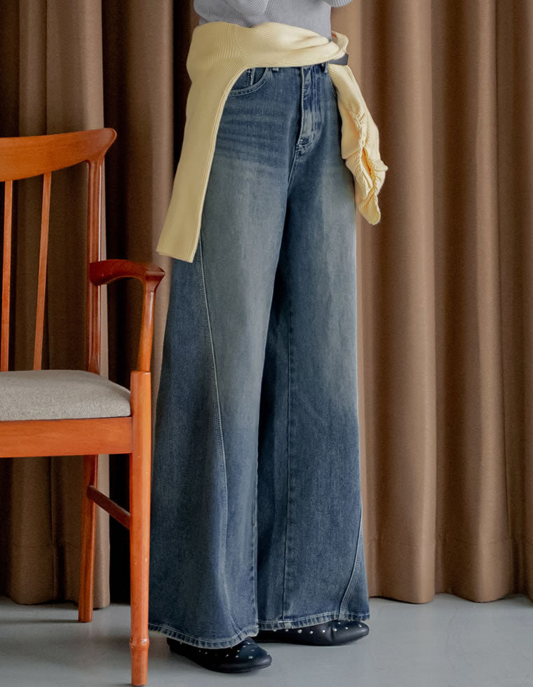 サイド切り替えコットンデニムパンツ