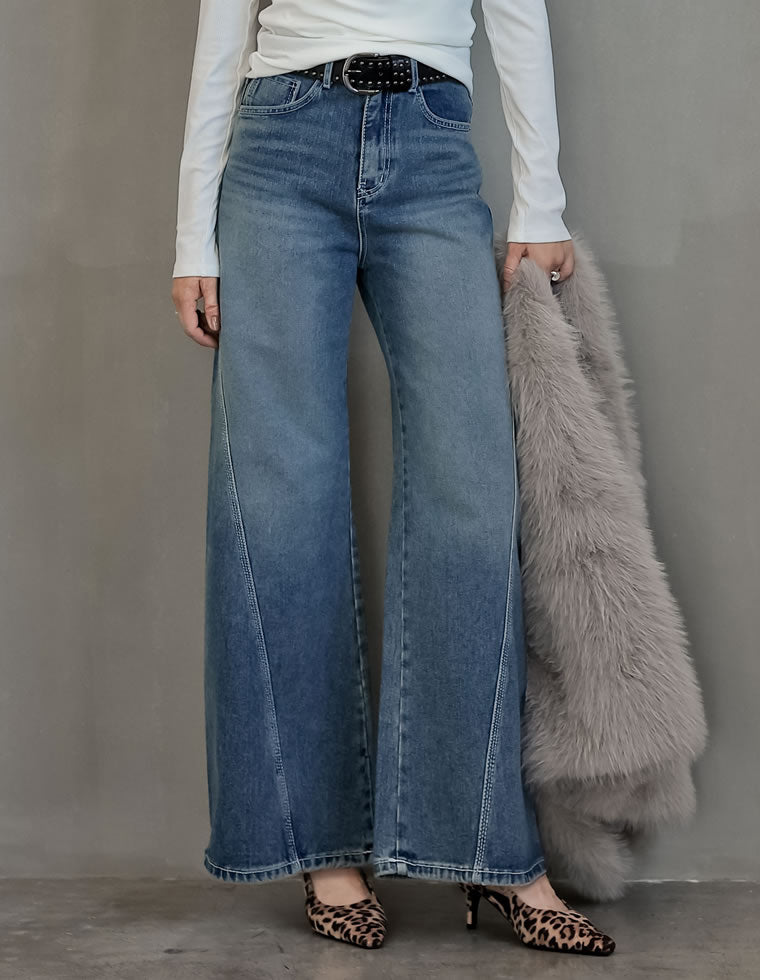 サイド切り替えコットンデニムパンツ