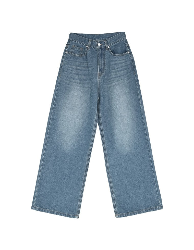 コットンデニムバックルデザインパンツ