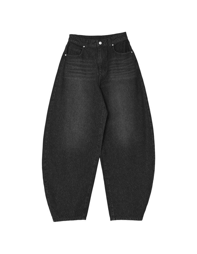 コットンブレンドバルーンワイドデニムパンツ