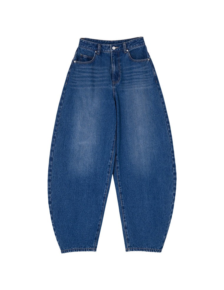 コットンブレンドバルーンワイドデニムパンツ