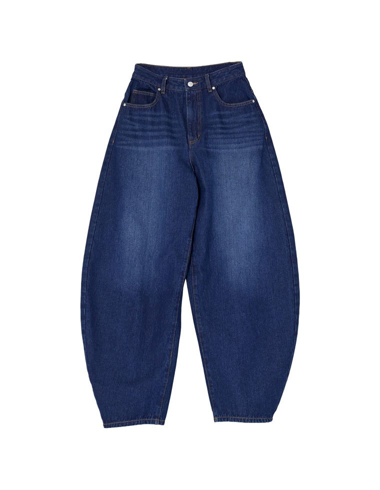 コットンブレンドバルーンワイドデニムパンツ