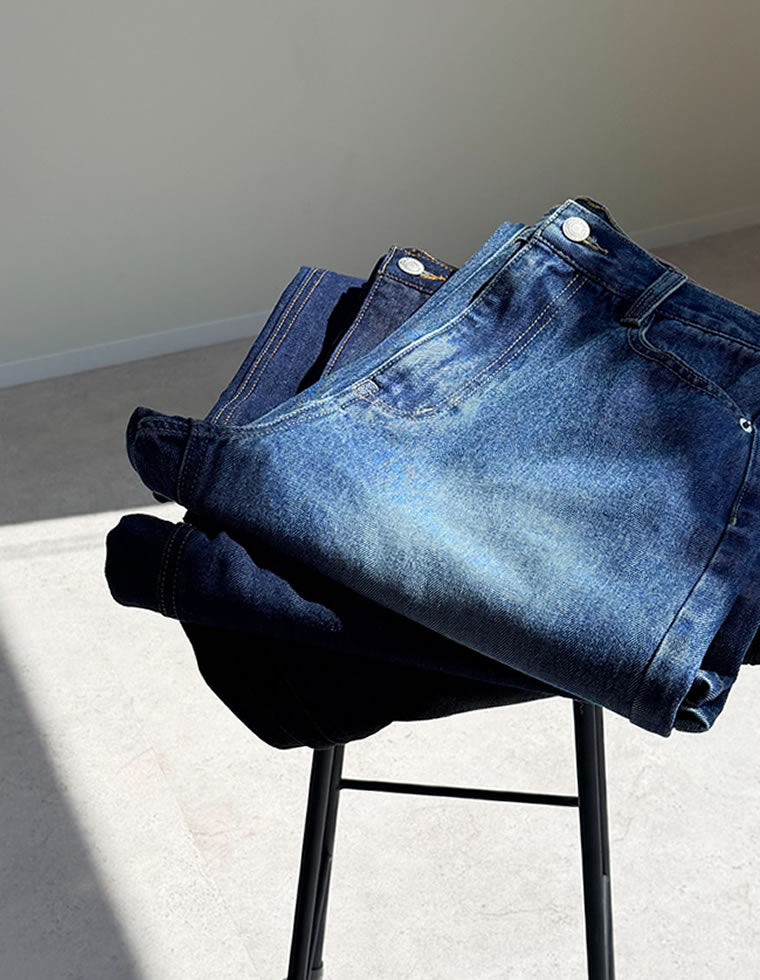 コットンブレンドバルーンワイドデニムパンツ