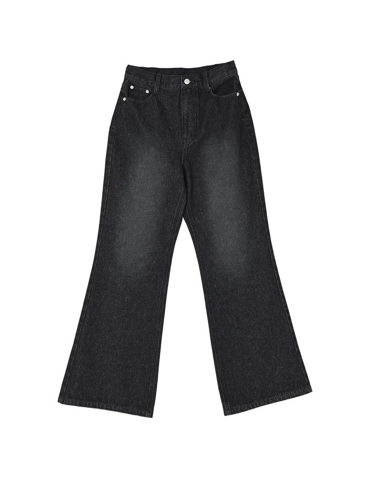 コットンブレンドセミフレアデニムパンツ