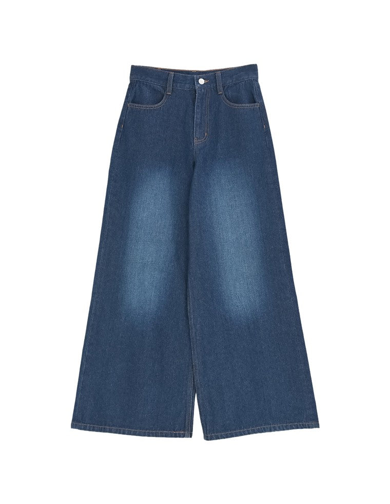 コットンデニムバギーパンツ