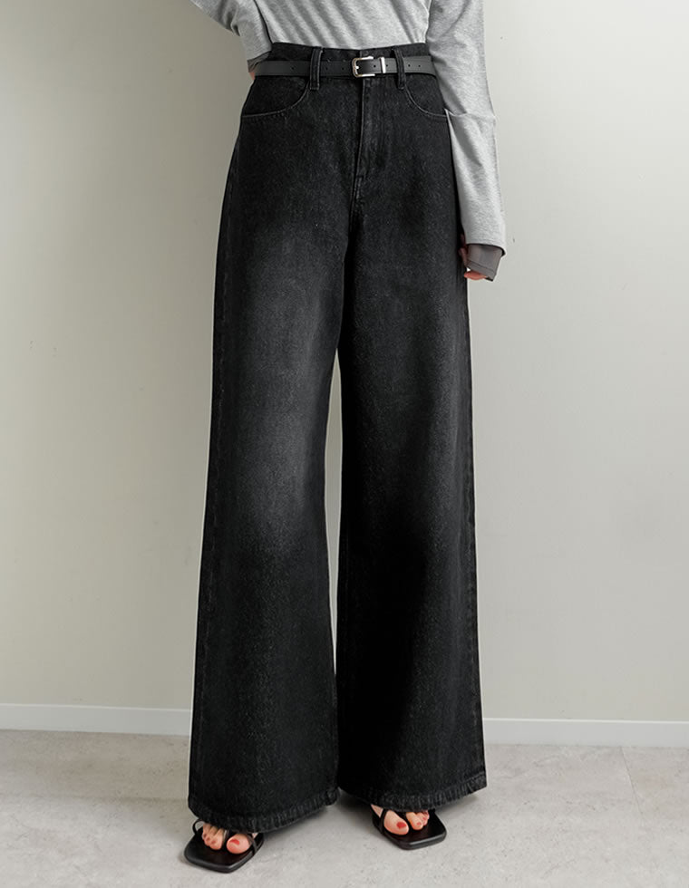 コットンデニムバギーパンツ