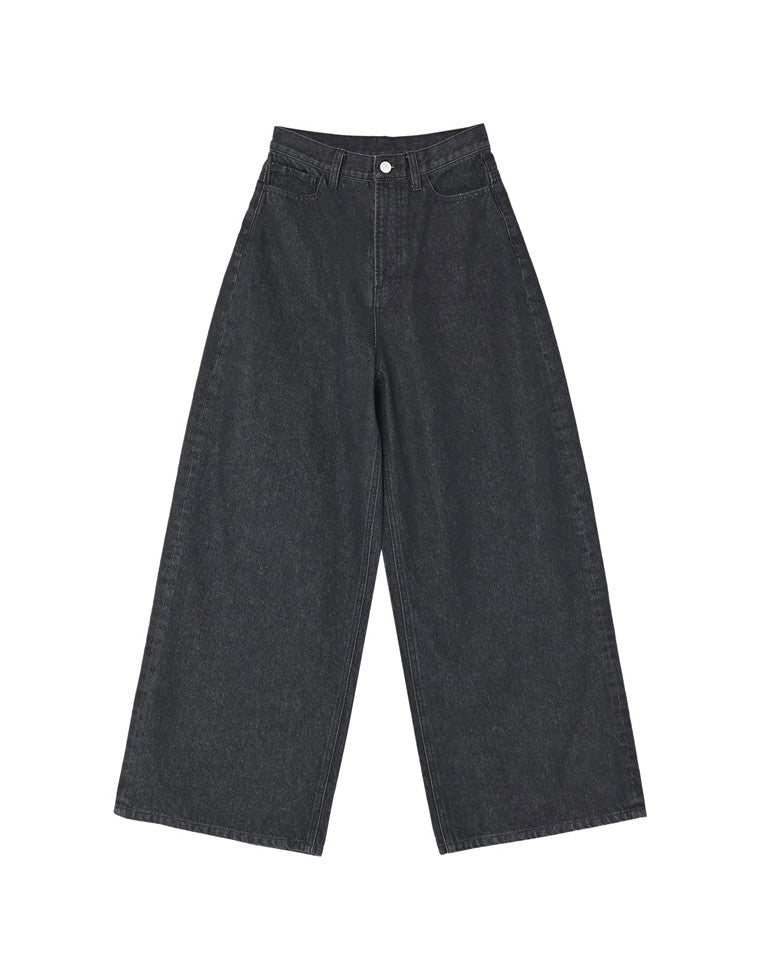 コットンブレンドルーズフィットバギーデニムパンツ
