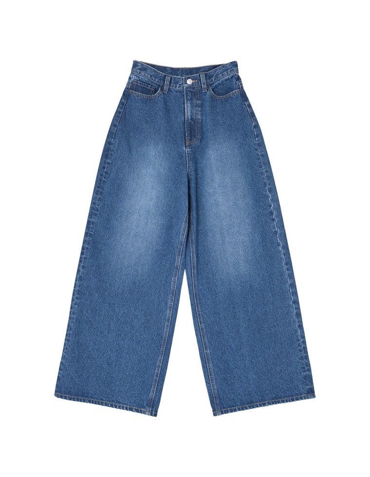 コットンブレンドルーズフィットバギーデニムパンツ